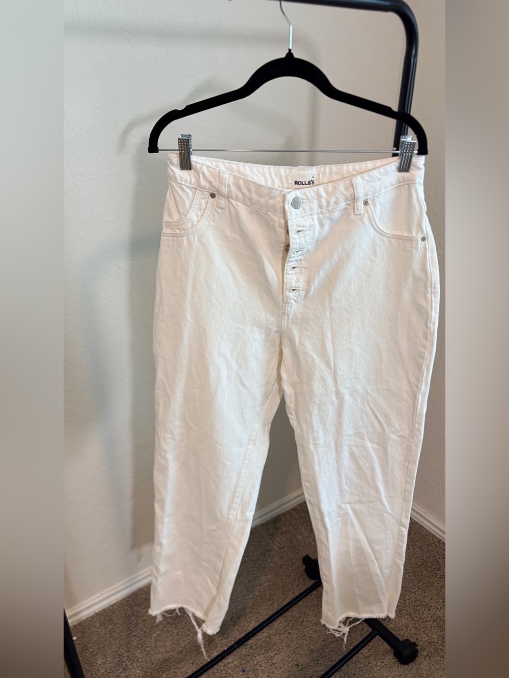 Rolla’s Eastcoast Crop Flare High-Rise Button-Fly Jeans